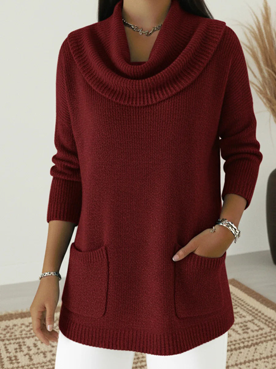 Women's Solid Color Pocket Long Sleeve Tops