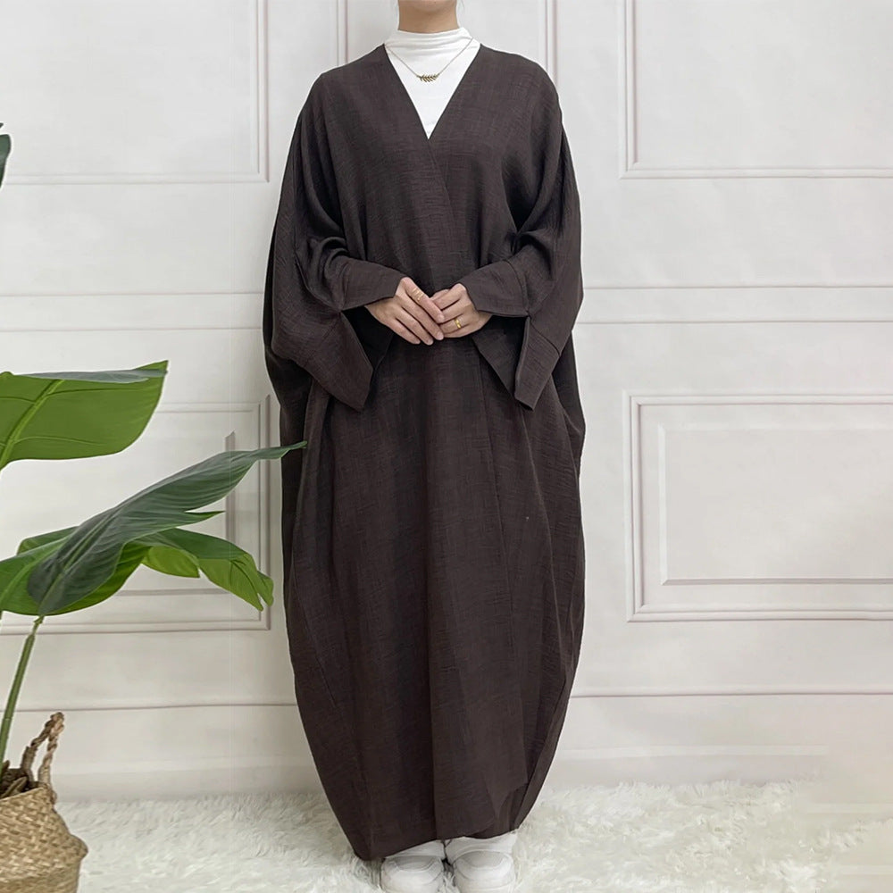 Muslim Two-tone Plain Long Sleeve Dress Dresses