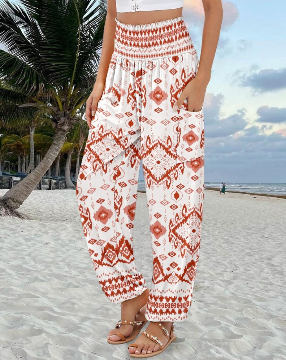 Women's Loose High Waist Print Casual Pants