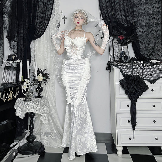 Dark Lolita White Gold Color Banquet Dresses