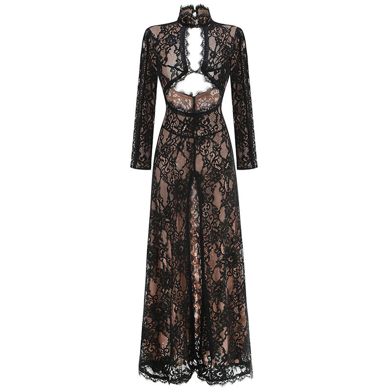 Women's High-grade Lace Fabric Backless Sexy Dress Dresses