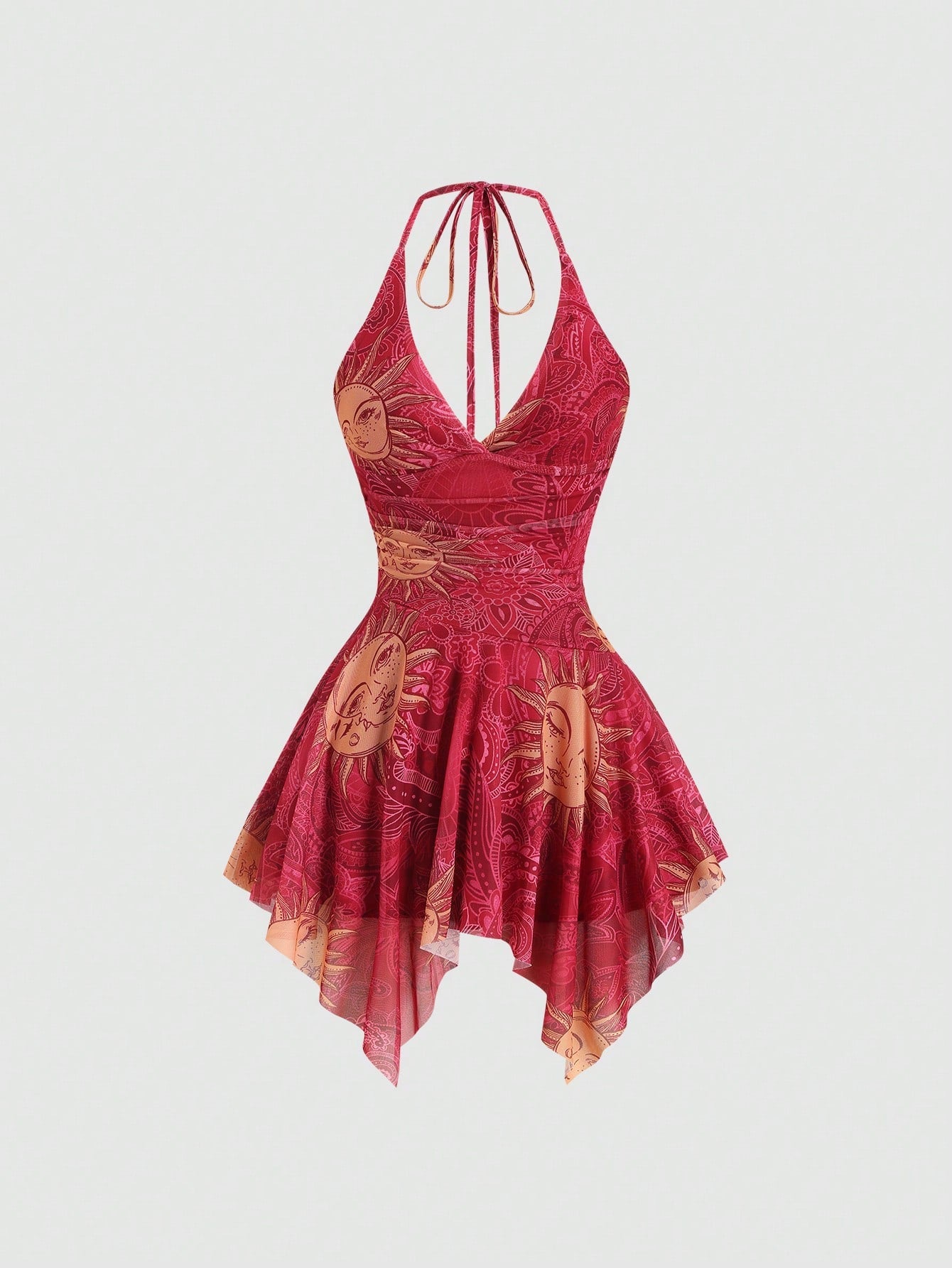 Holiday Mesh Suspender Sexy Irregular Hem Dress