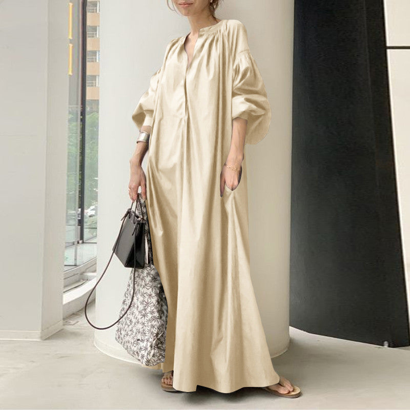 Women's Linen Dress Style Simple Loose Casual Dresses