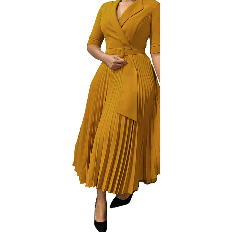 Women's Fashion Tailored Collar Pleat Waisted Africa Clothing