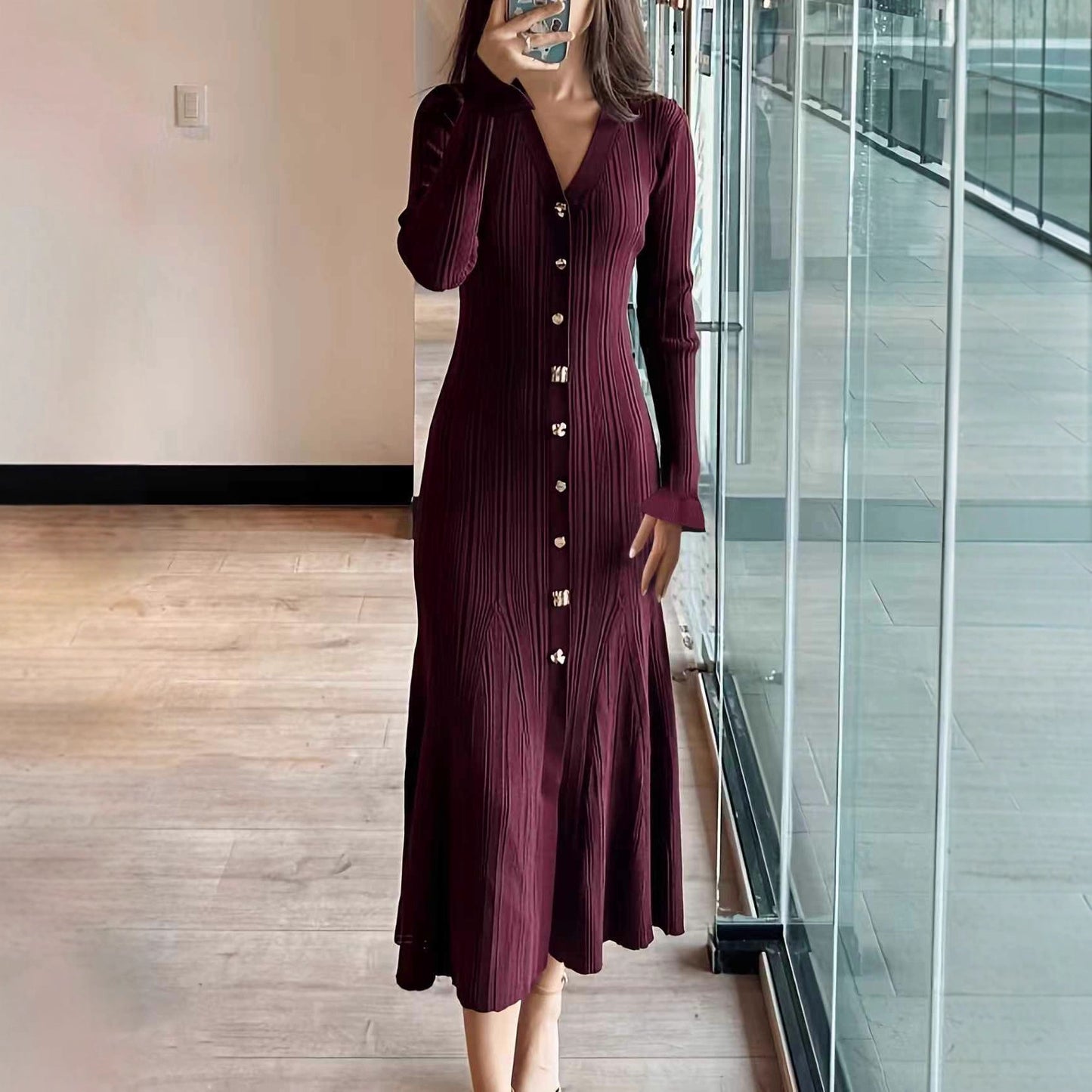 Women's French Elegant Pullover Slim Fit Slimming Dress