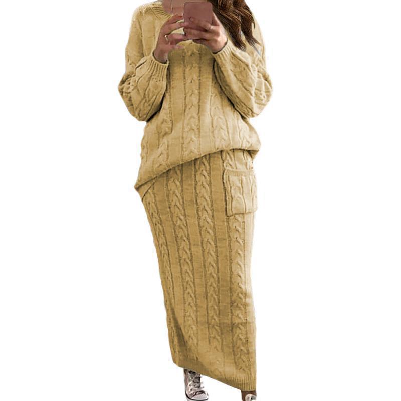 Women's Fashion Twist Stitch Set Dress Sweaters