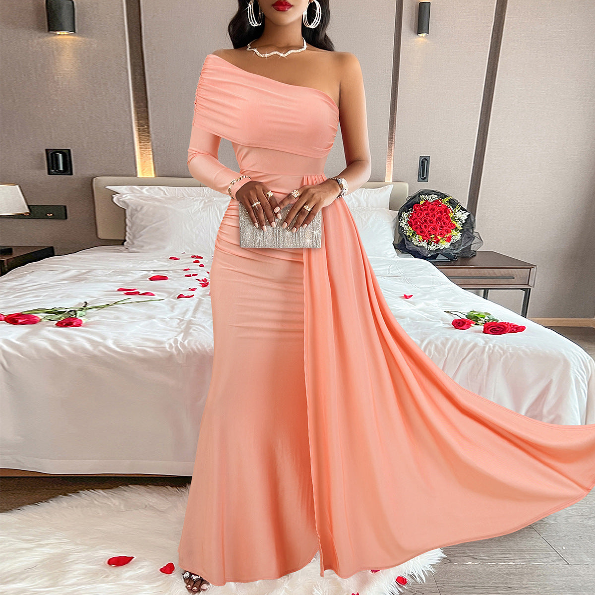 Women's Comfortable Sloping Shoulder Dress Footwear Clothing