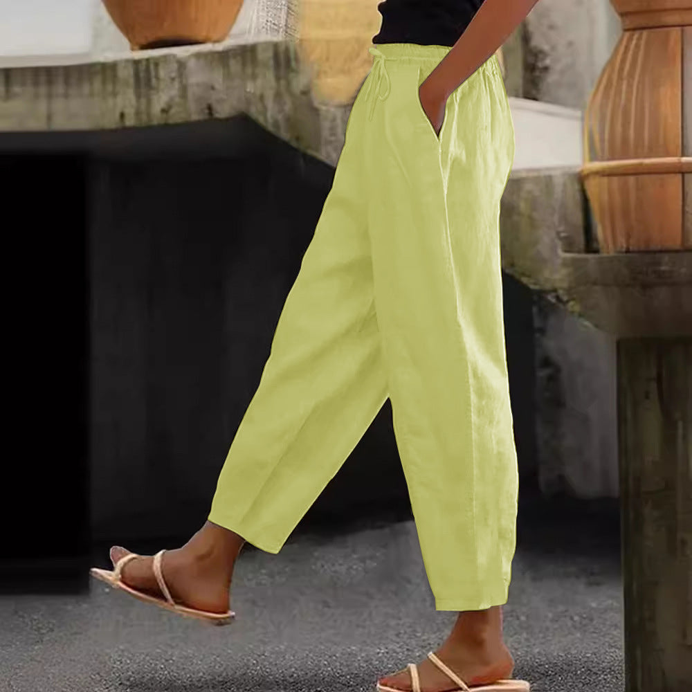 Women's Linen Solid Color Fashion Casual Daily Pants