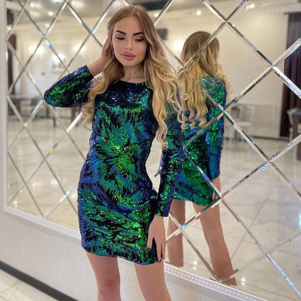 Women's Summer Sexy Fashion Sequins Hip Nightclub Dress