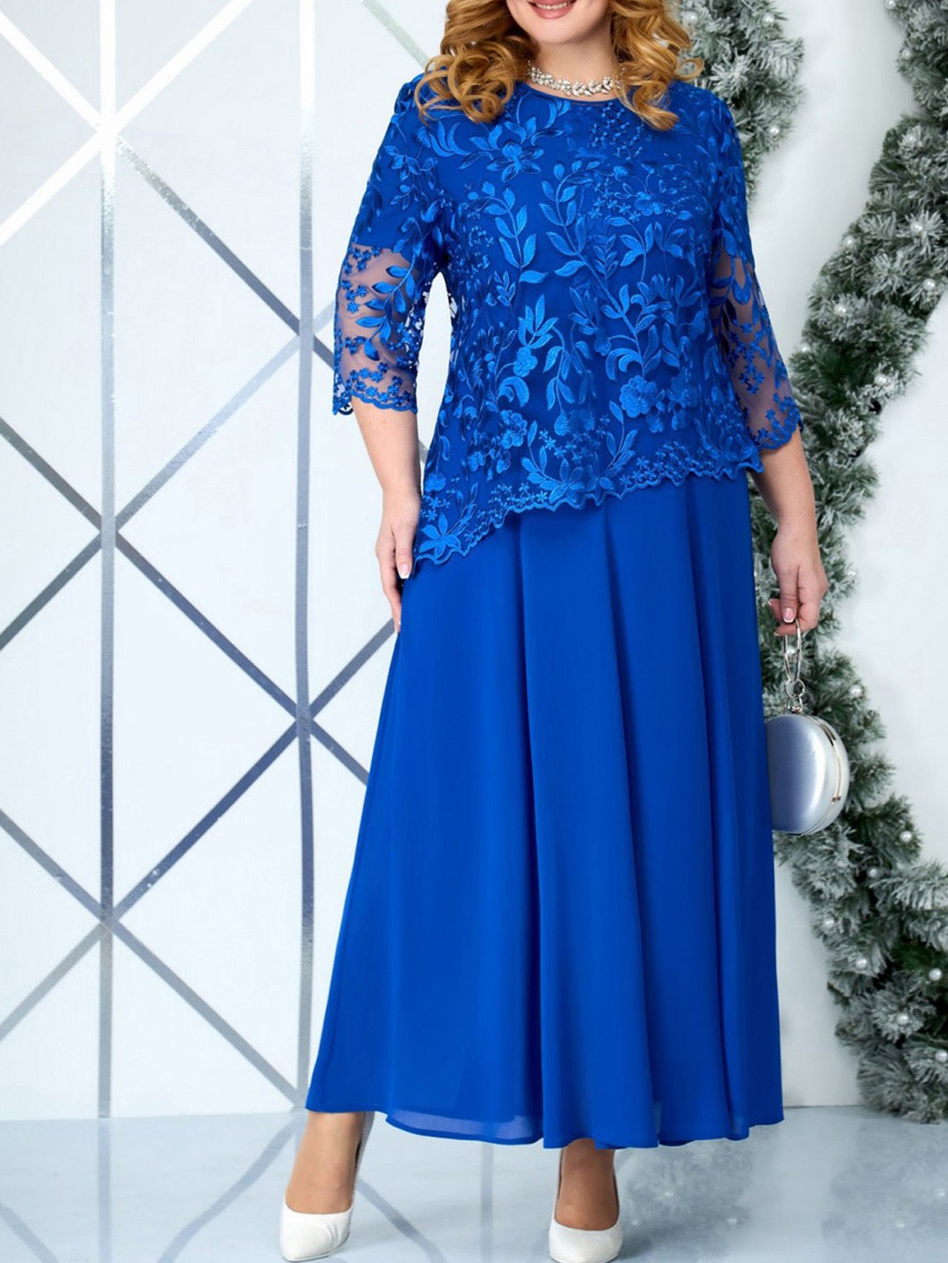 Women's Festival Dress Stitching Embroidered Lace Slim Dresses