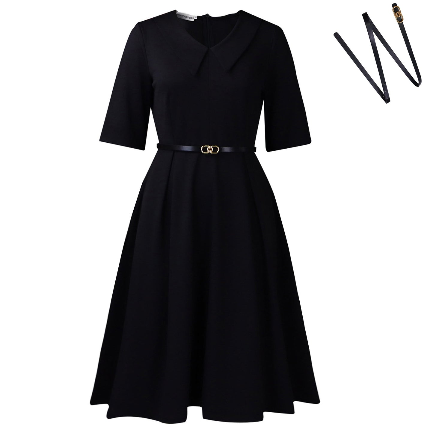 Women's Fashion Elegant Solid Color Half Sleeve Dress