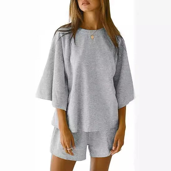 Women's Summer Three-quarter Sleeve Elastic Waist Fashion Casual Suit