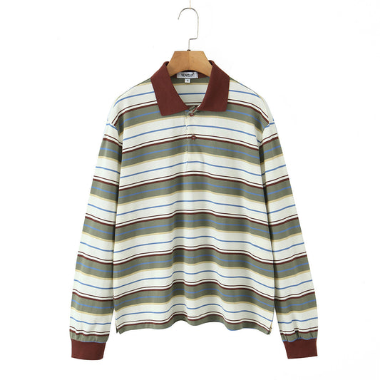 Women's Autumn Collar Long Sleeve Contrast Color Blouses