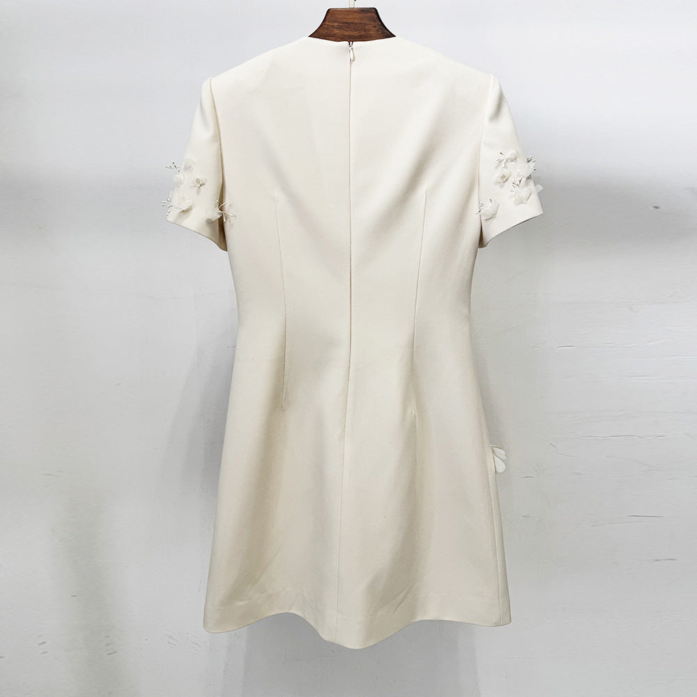 Small Fashionable Three-dimensional Flower Beaded Sleeve Shorts