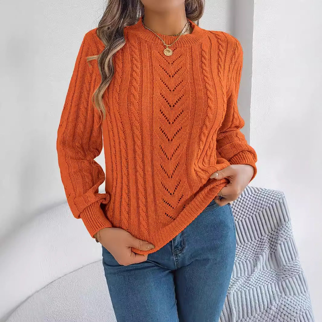 Women's Casual Solid Color Lantern Sleeve Pullover Sweater