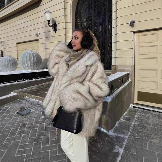 Women's Winter Mid-length Fashion High Quality Collar Imitation Coats