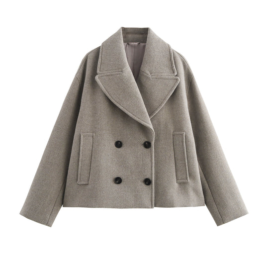 Autumn Double Breasted Button Decoration Overcoat Coats