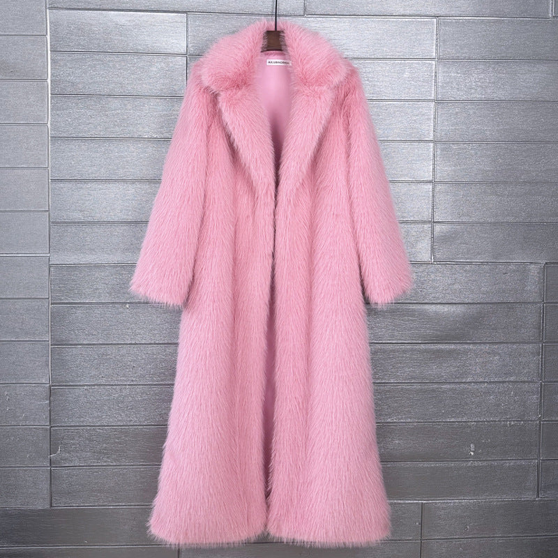 Women's Imitation Plush Furry Fur Extended Collar Coats