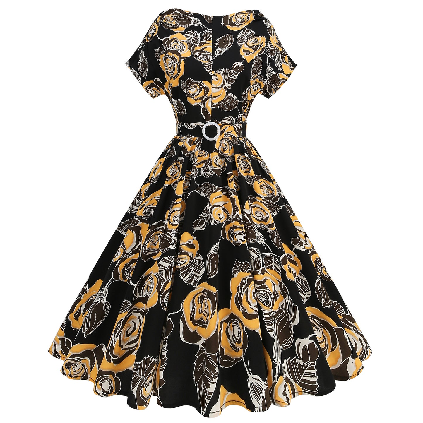 Women's Halloween Swing Collar Pile Sleeve Polka Dot Print Dresses