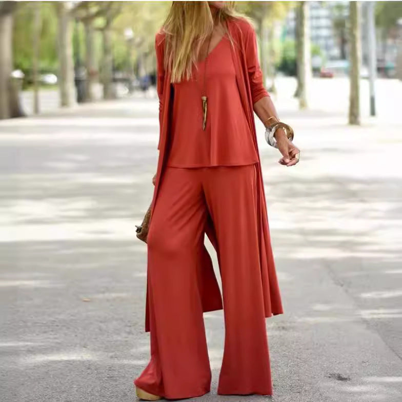Fashion Loose Three-piece Set Strap Trousers Suits
