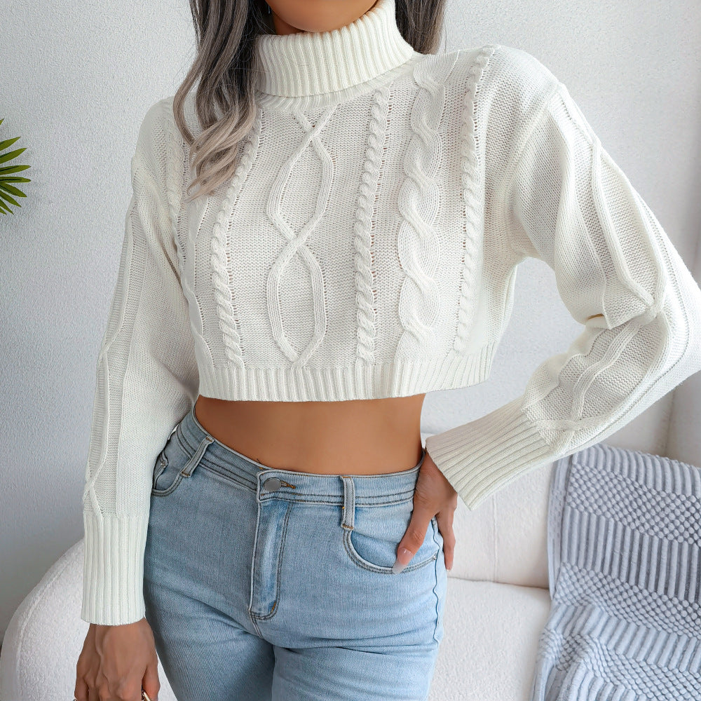 Women's Clearance Fashion Twist Long Sleeve High Sweater