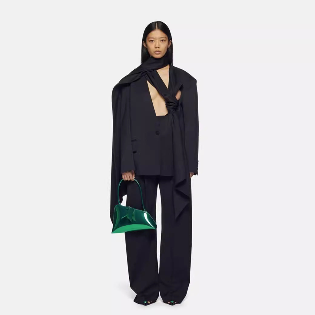 Women's Two-piece Spring Scarf Cut Profile High Suits