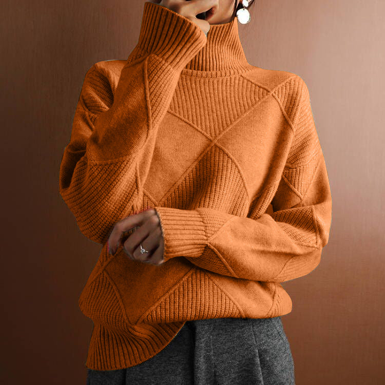 Women's Loose Temperament Commuter Solid Color Turtleneck Sweater