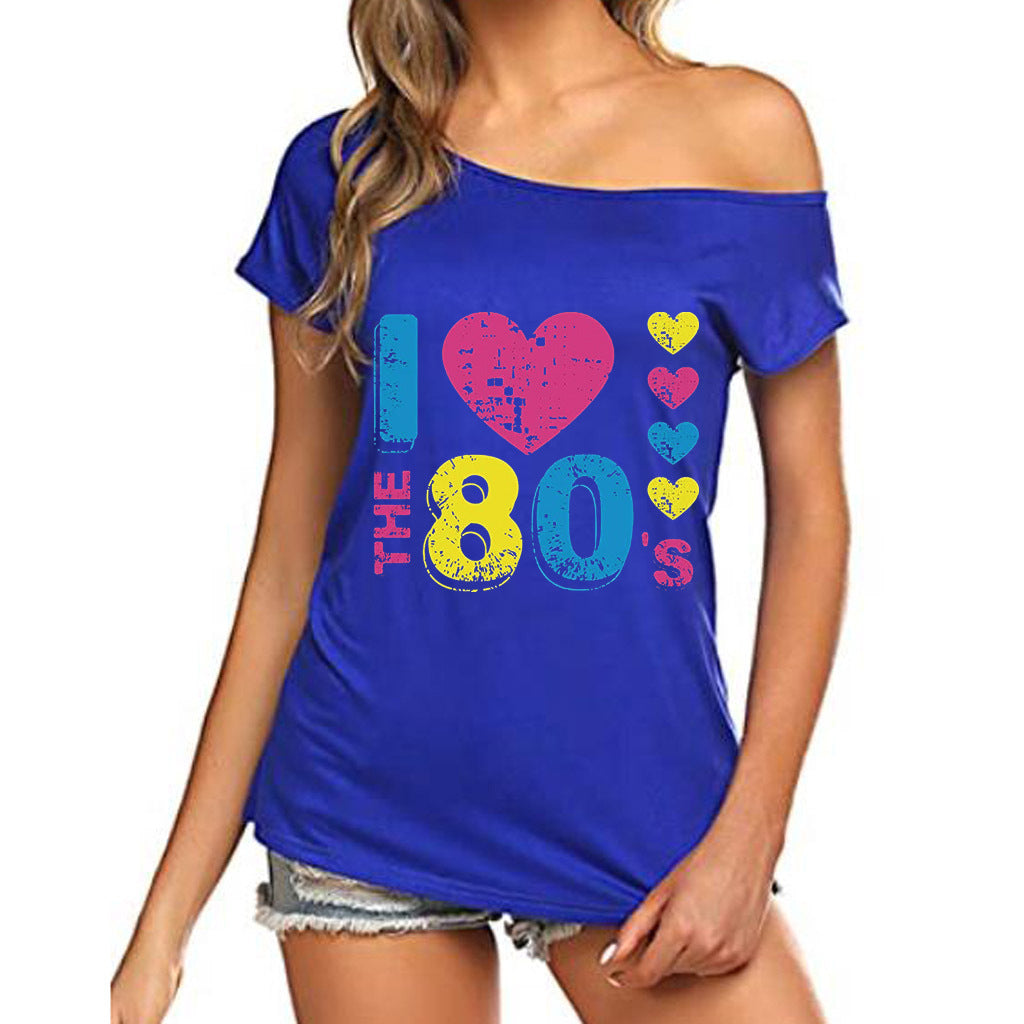 Women's Diagonal Collar Strapless Sexy Irregular Short-sleeved Blouses