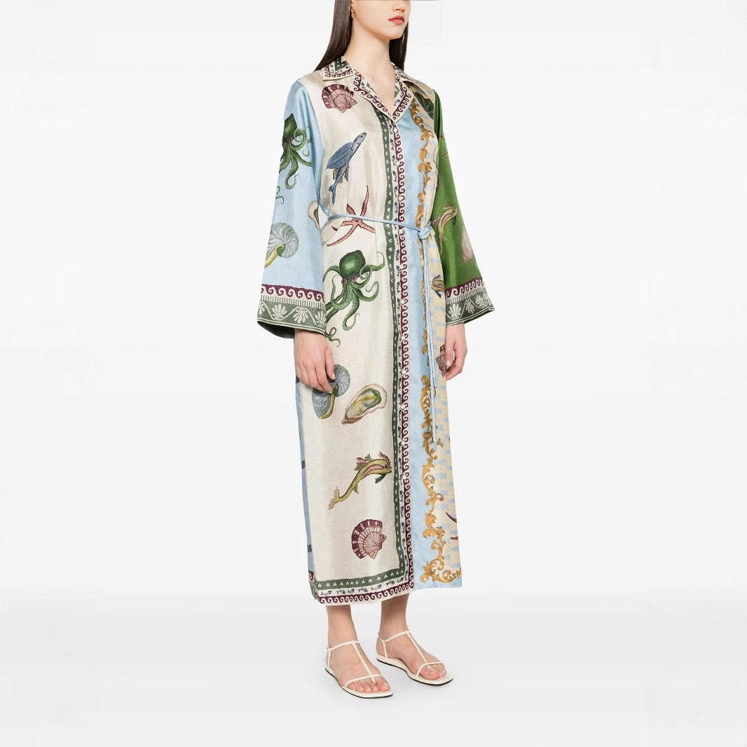 Stylish Temperament Leisure Linen Collar Long Dress