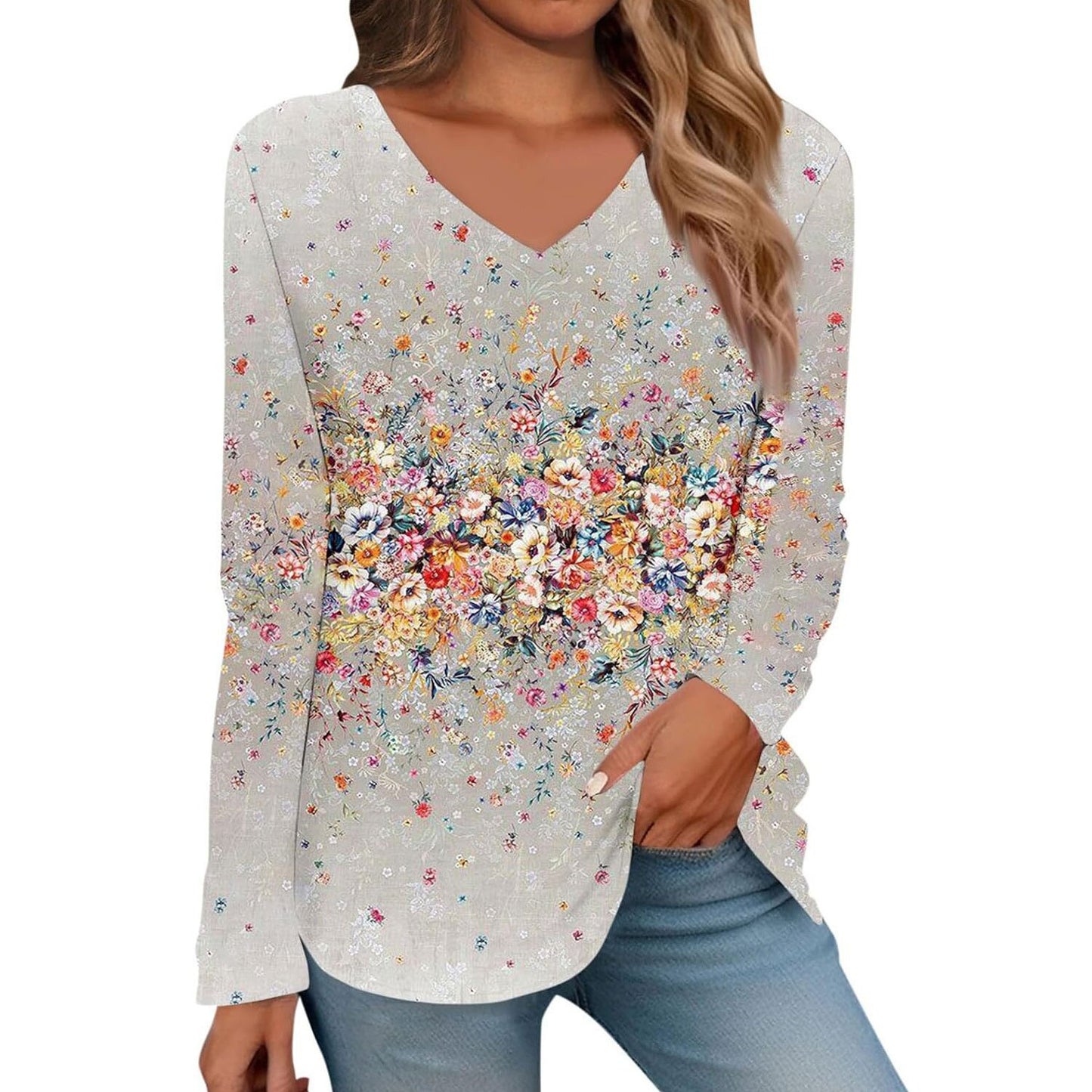 Women's Versatile Creative Printed Long Sleeves Blouses