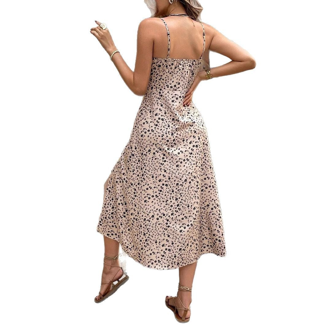 Women's Body Printed Sexy Sling Mid-length Summer Commuting Minimalist Dress