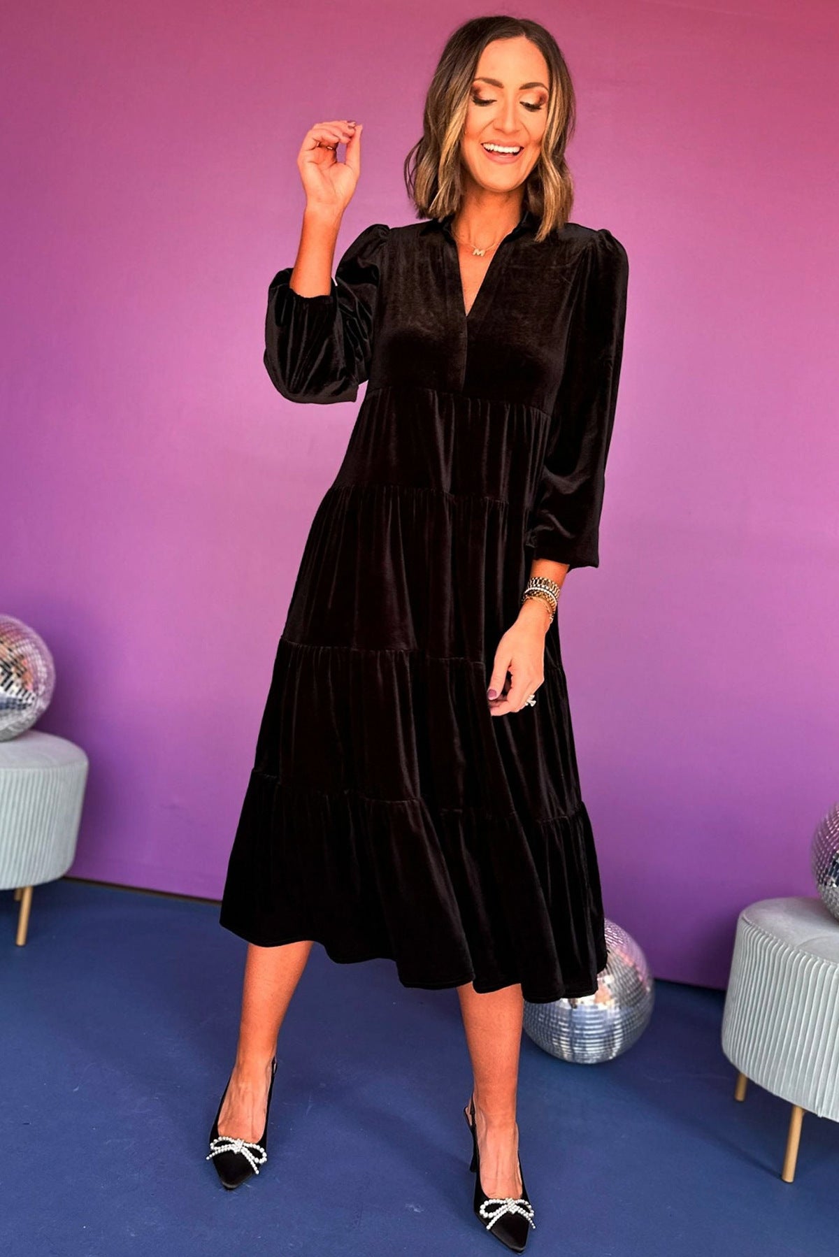 Women's Long Veet Loose Ruffled Large Swing Dress
