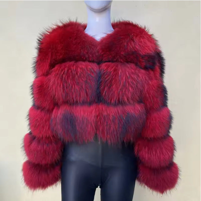 Women's Beautiful Winter Fur Imitation Stitching Coats
