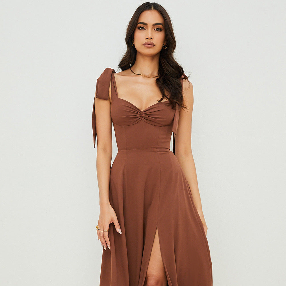 Gown French Style Vacation Dress Backless Sexy Skirts