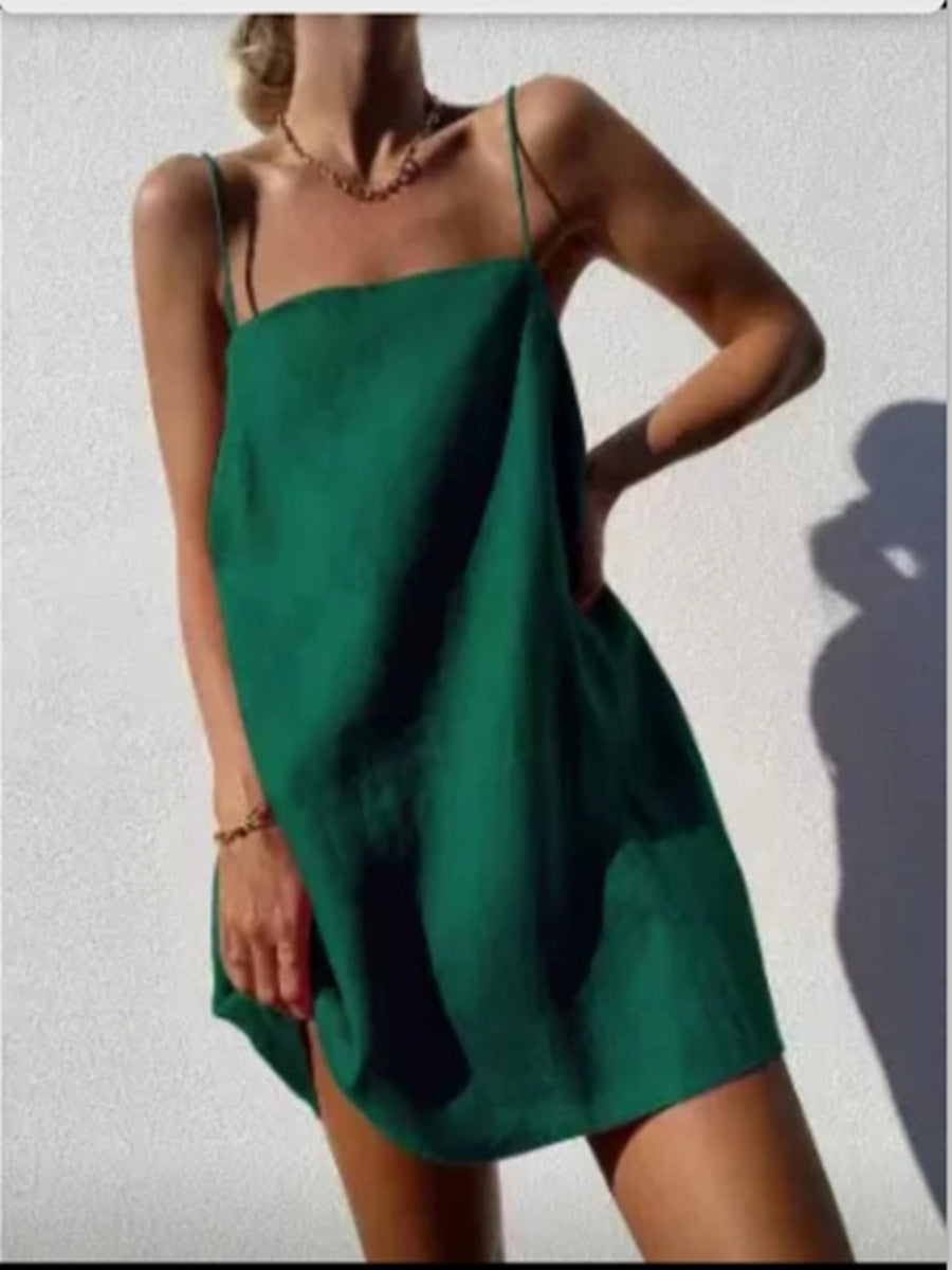 Women's Cotton Linen Style Comfortable Holiday Dress Dresses