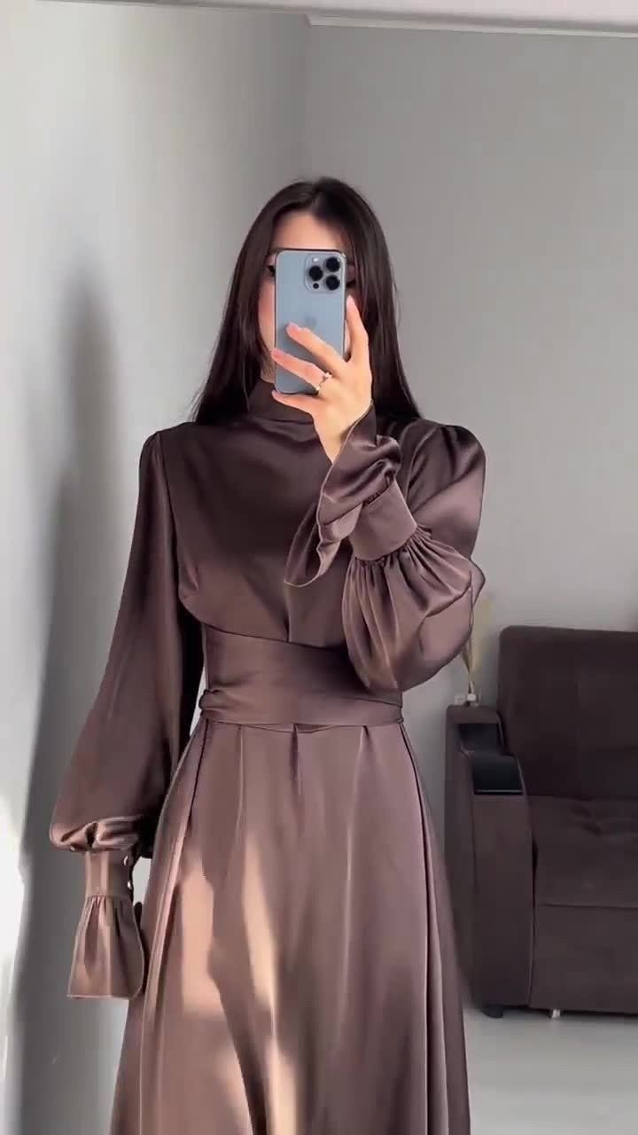 Waist Puff Solid Color Fairy Style Dresses