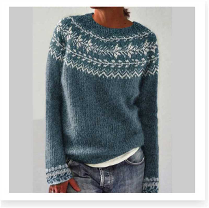 Women's Round Neck Multicolor Loose Fashion Pullover Sweaters