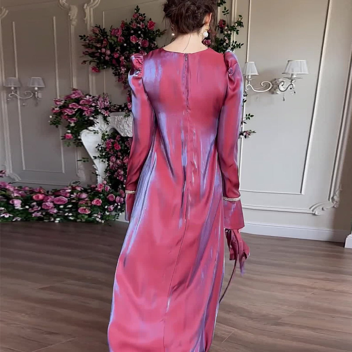 Static Flash Glass Satin Saudi Elegant Dresses