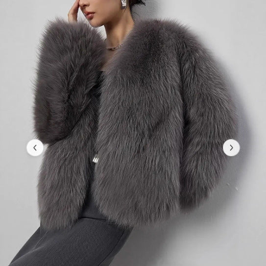 Women's Fur Artificial Fashion Fox Fluffy Plush Coats