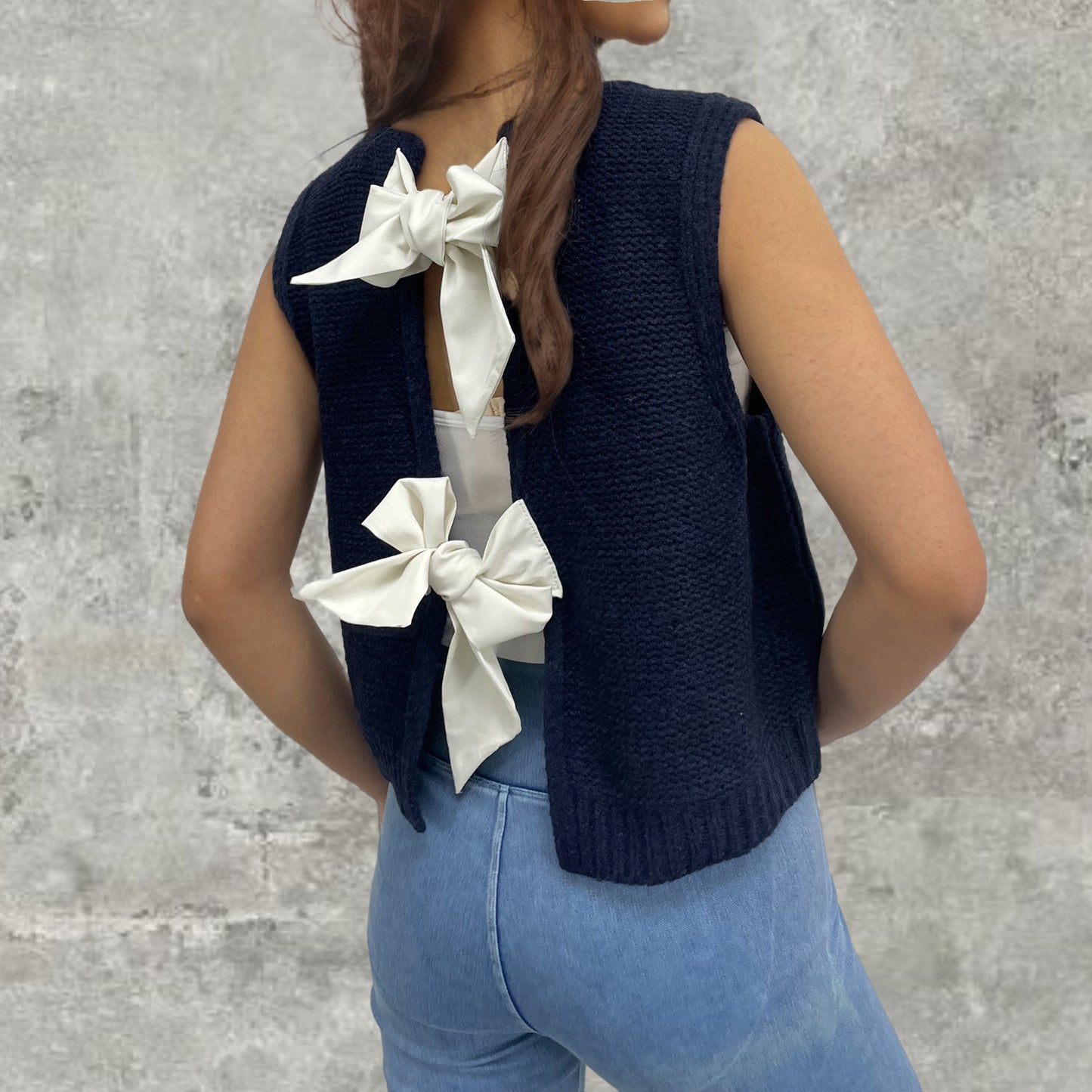 Popular Durable Women's Bow Button Waistcoat Women's Sweater