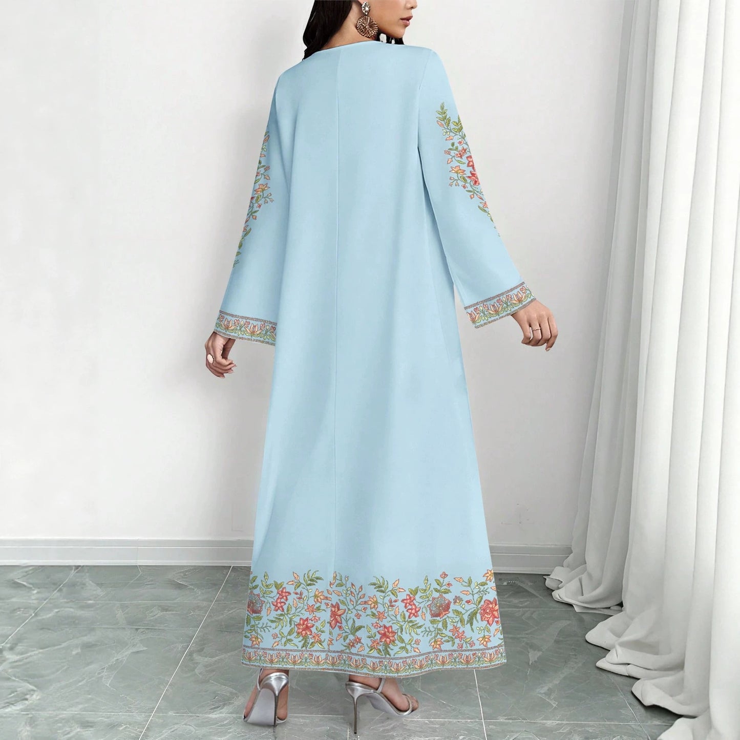 Ladies Plant Flower Fashion Temperament Printed Casual Loose Flared Dress