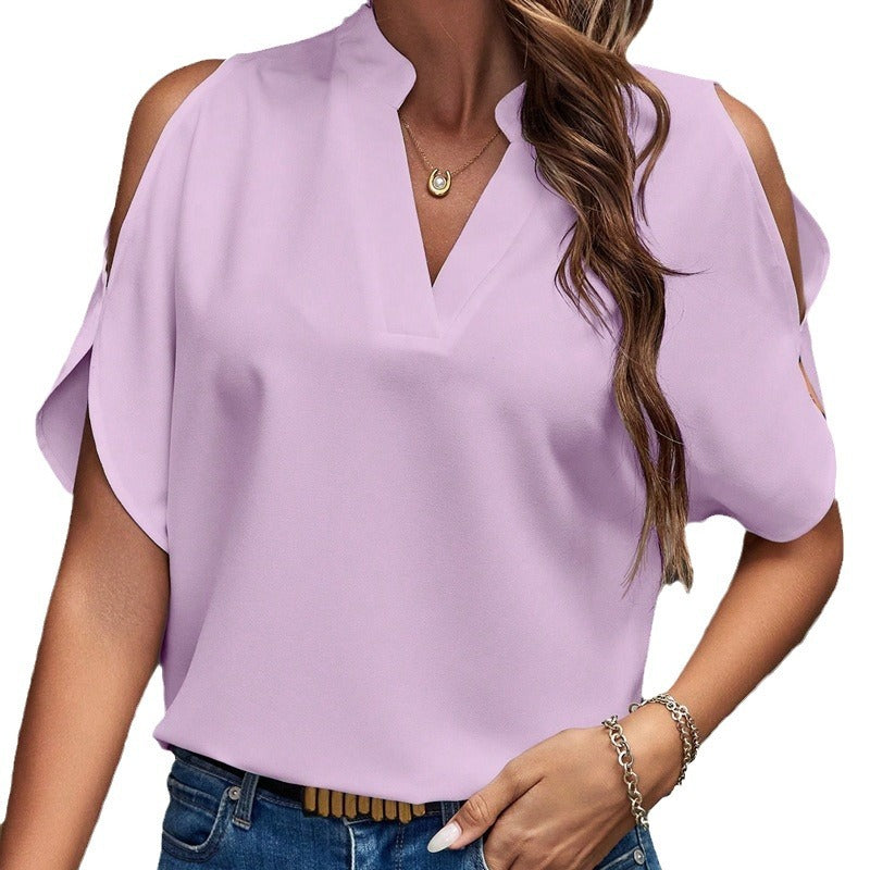 Women's Summer Solid Color Graceful Fashionable Sleeves Tops