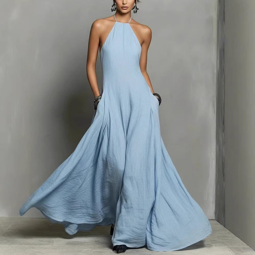 Summer Lady Sexy Minimalist Halter Backless Dress