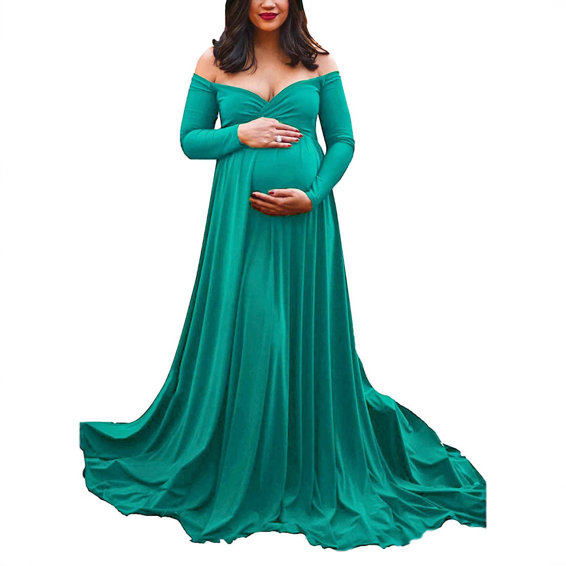 Women's Mercerized Cotton Trailing Expandable Dress Long Dresses