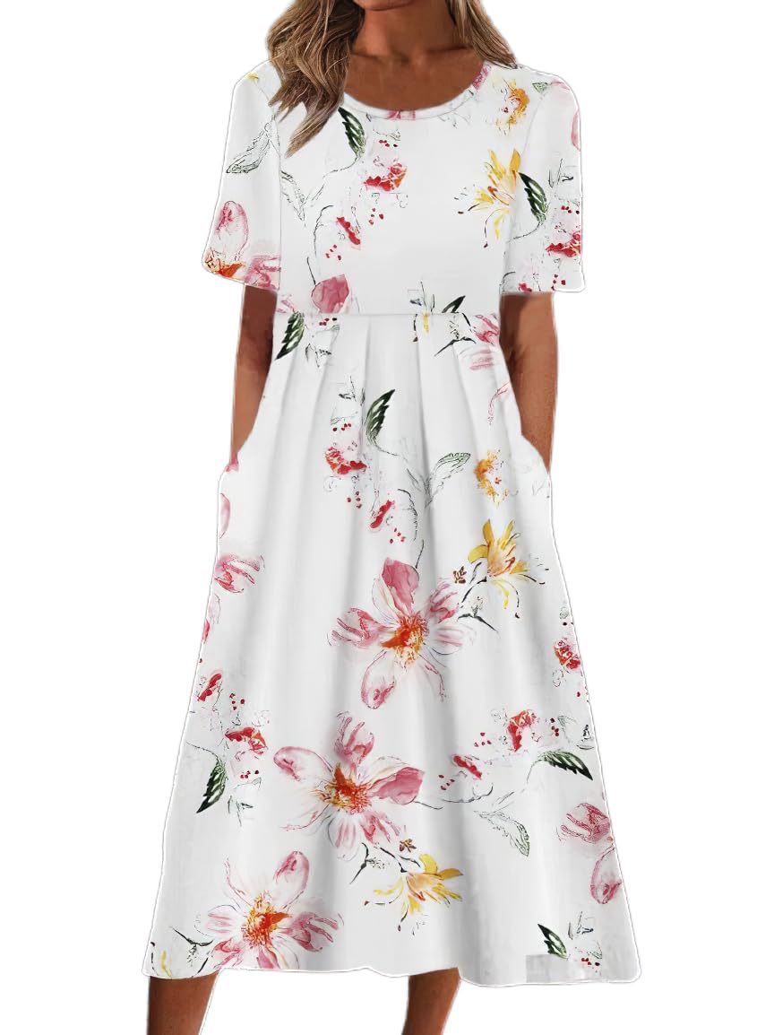 Women's Summer Round Neck Sleeve Bohemian Print Shorts