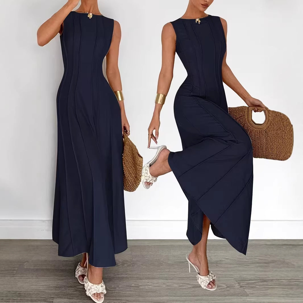 Women's Pleated Elegant Sleeveless Temperament Commute Dress