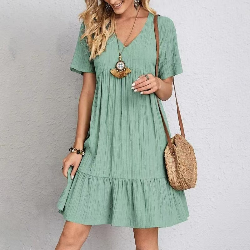 Women's Loose Casual Sleeve Waist High Fresh Dress