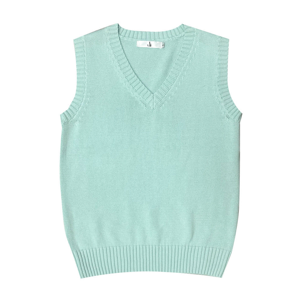Women's Solid Color British College Style Sleeveless Women's Sweater