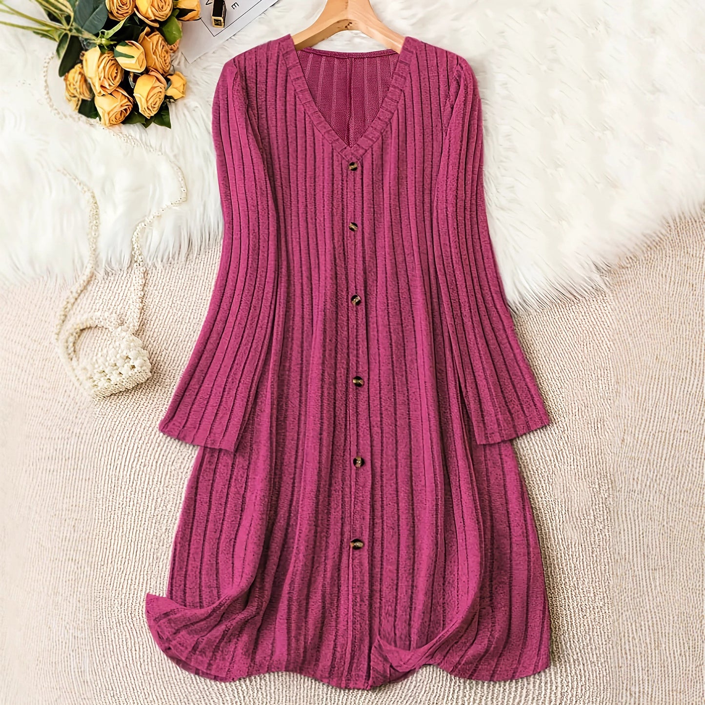 Elegant Inner Match Knitted Style Sunken Dress
