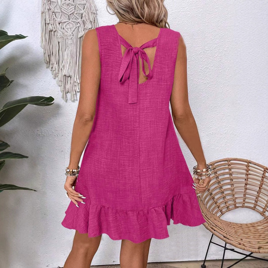 Women's Summer Ruffled Sleeveless Casual Dress Dresses